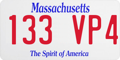 MA license plate 133VP4