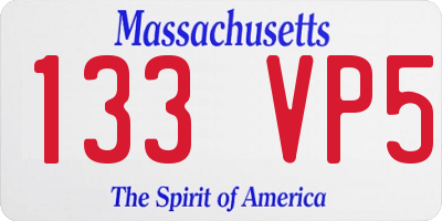 MA license plate 133VP5