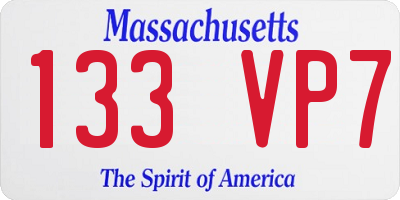 MA license plate 133VP7