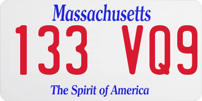 MA license plate 133VQ9