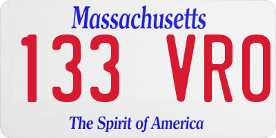MA license plate 133VR0