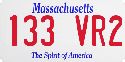 MA license plate 133VR2