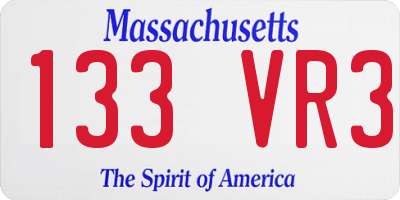 MA license plate 133VR3