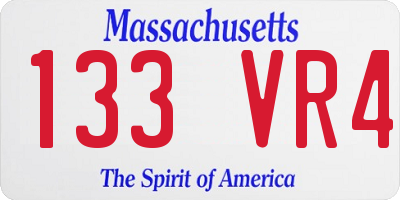 MA license plate 133VR4