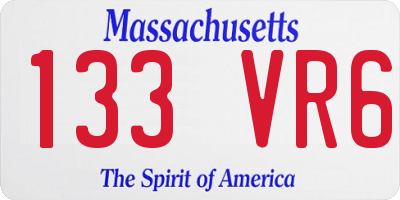 MA license plate 133VR6