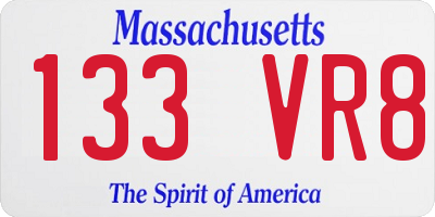 MA license plate 133VR8