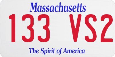 MA license plate 133VS2
