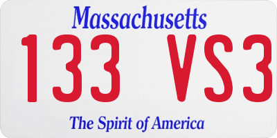 MA license plate 133VS3