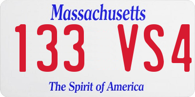 MA license plate 133VS4