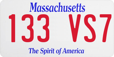 MA license plate 133VS7