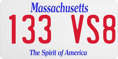 MA license plate 133VS8
