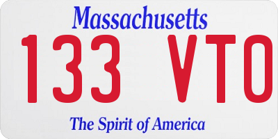 MA license plate 133VT0