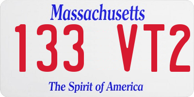 MA license plate 133VT2