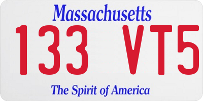 MA license plate 133VT5