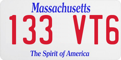 MA license plate 133VT6