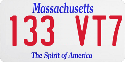 MA license plate 133VT7