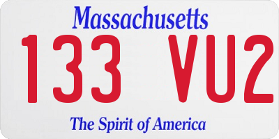 MA license plate 133VU2