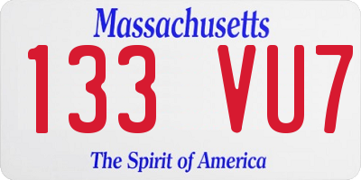 MA license plate 133VU7