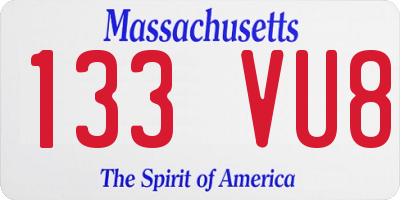MA license plate 133VU8
