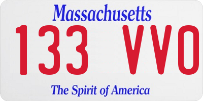 MA license plate 133VV0