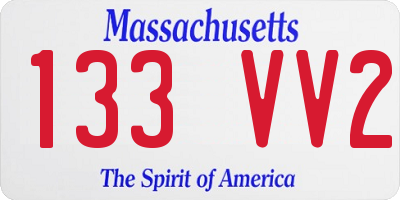MA license plate 133VV2