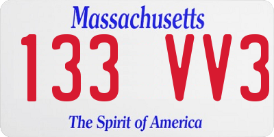 MA license plate 133VV3