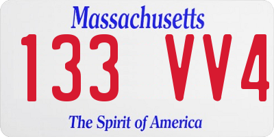 MA license plate 133VV4