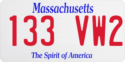 MA license plate 133VW2