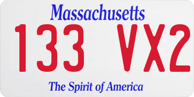 MA license plate 133VX2
