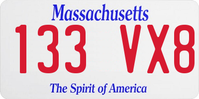 MA license plate 133VX8