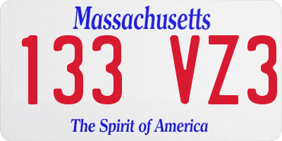 MA license plate 133VZ3