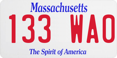 MA license plate 133WA0