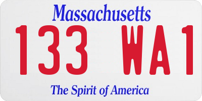 MA license plate 133WA1