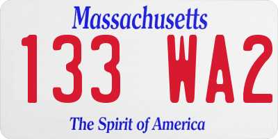 MA license plate 133WA2