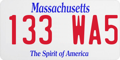 MA license plate 133WA5