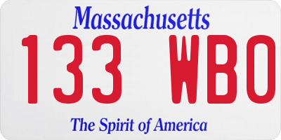 MA license plate 133WB0