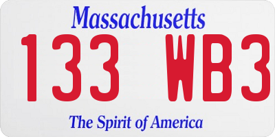 MA license plate 133WB3