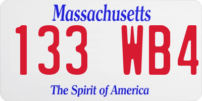 MA license plate 133WB4