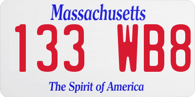MA license plate 133WB8