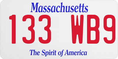 MA license plate 133WB9