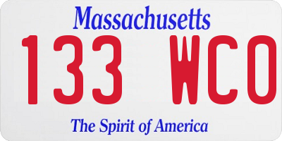 MA license plate 133WC0