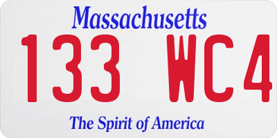 MA license plate 133WC4