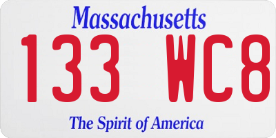MA license plate 133WC8