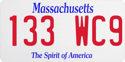 MA license plate 133WC9