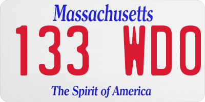 MA license plate 133WD0