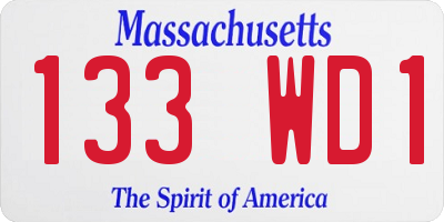 MA license plate 133WD1