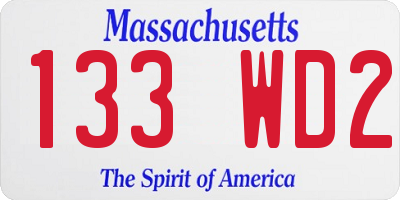 MA license plate 133WD2