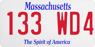 MA license plate 133WD4