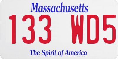 MA license plate 133WD5