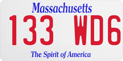 MA license plate 133WD6